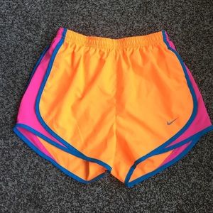 Nike running athletic shorts neon orange and pink